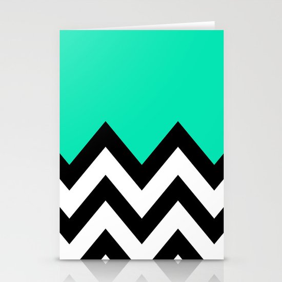 TEAL COLORBLOCK CHEVRON Stationery Cards