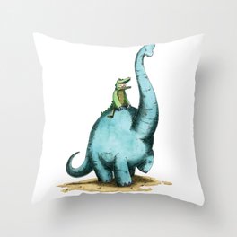 Brachiosaur Rides (Norm the Alligator) Throw Pillow