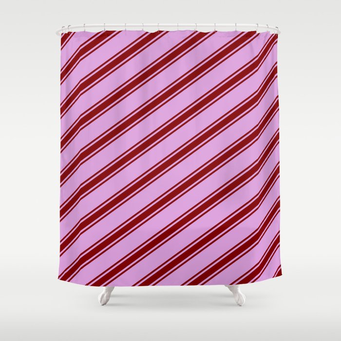 Plum & Maroon Colored Lines/Stripes Pattern Shower Curtain