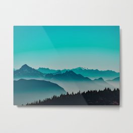 Rise above the mist. Turquoise Metal Print