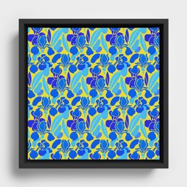 Pattern blue and yellow Framed Canvas