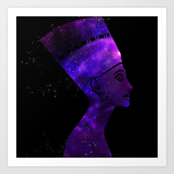 Queen Nefertiti Nebula Dark Stardust Art Print