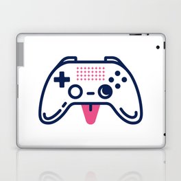 Cute gamepad showing a pink tongue. Game design Laptop Skin
