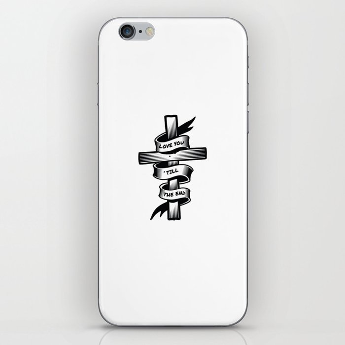 LOVE YOU. Cross with a message. iPhone Skin