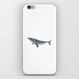 gray blue whale in digital watercolor painting iPhone Skin