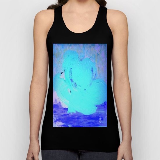 Neon Winter Rose, Abstract In Nature, Ice Blue Unisex Tank Top