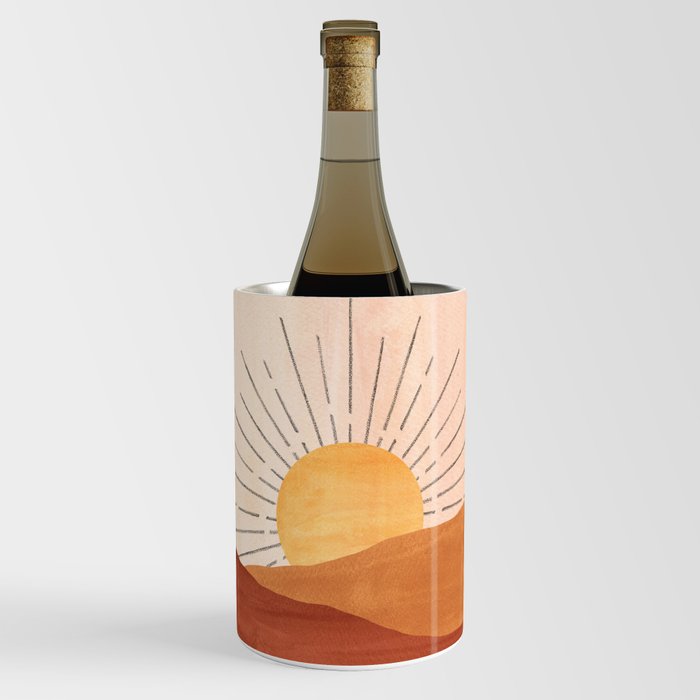 Abstract terracotta landscape, sun and desert, sunrise #1 Wine Chiller
