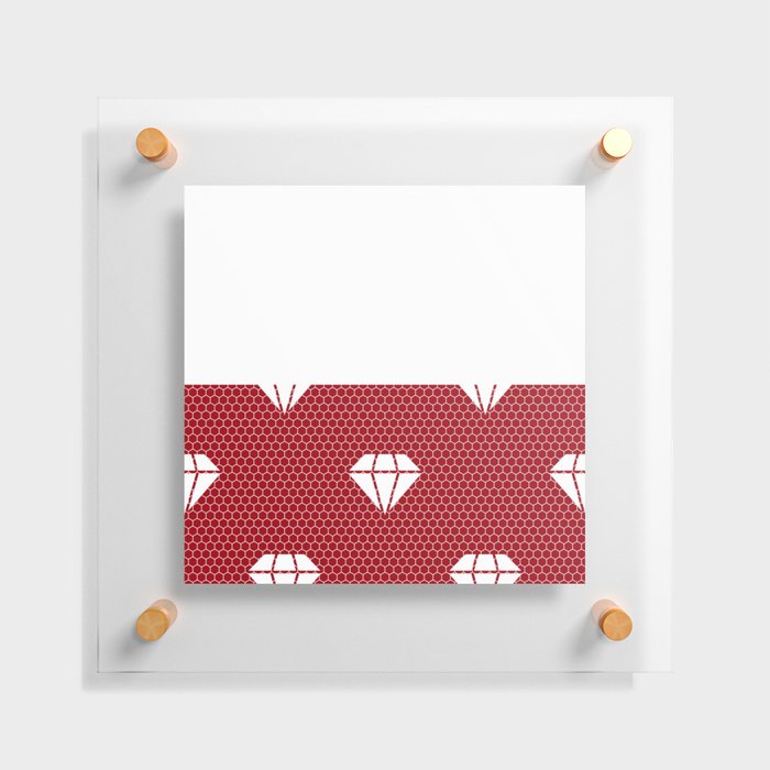 White Diamond Lace Horizontal Split on Christmas Red Floating Acrylic Print