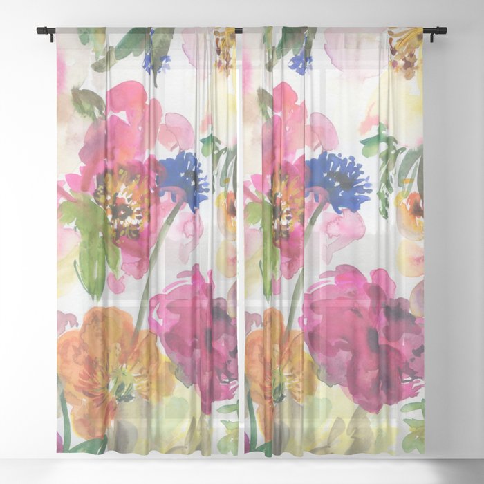 peonies garden Sheer Curtain