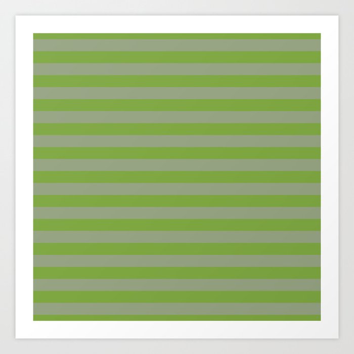 Green Horizontal Cabana Stripes Art Print