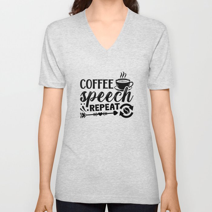 Mental Health Coffee Speech Repeat Anxiety Anxie V Neck T Shirt