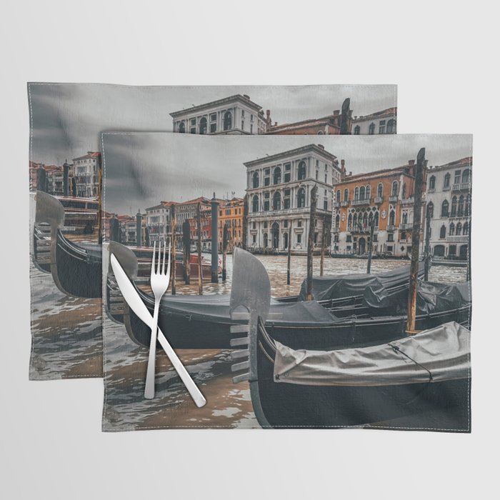 Venice Italy with gondola boats surrounded by beautiful architecture along the grand canal Placemat
