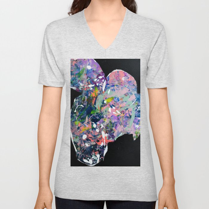 Dream State: A black and neon painting by Alyssa Hamilton Art V Neck T Shirt
