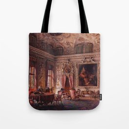 Interior Portrait, Music Room, The Salone of the Palazzo Barbaro by Ludwig Passini Tote Bag