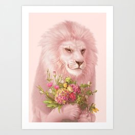 06. Pink Lion in Love Art Print