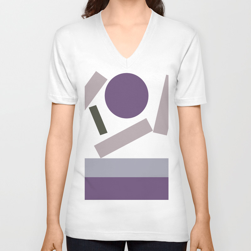 Wild Thoughts Purple Unisex V-Neck T-shirt by aeourix