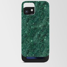 Green Diamond Studded Glam Pattern iPhone Card Case
