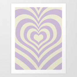 Retro Hearts (Neutral Lilac & Beige Colors) Art Print