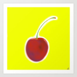 Cherry on Yellow Art Print