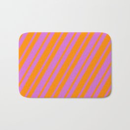 [ Thumbnail: Dark Orange & Orchid Colored Striped/Lined Pattern Bath Mat ]