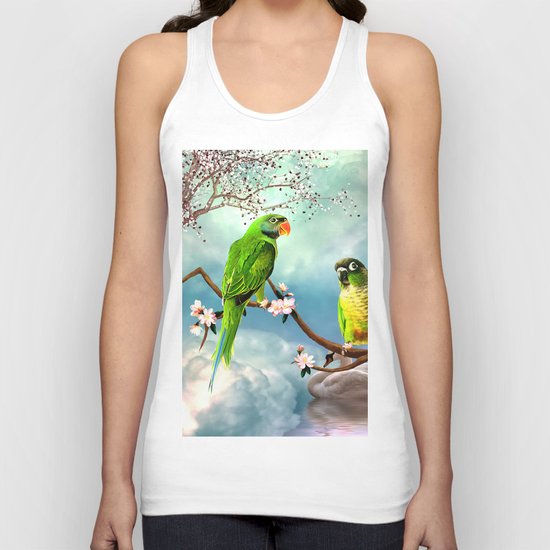 Wonderful, cute parrots Unisex Tank Top