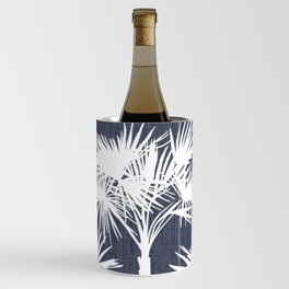 Palm Trees Retro Tropical White on Navy Wine Chiller