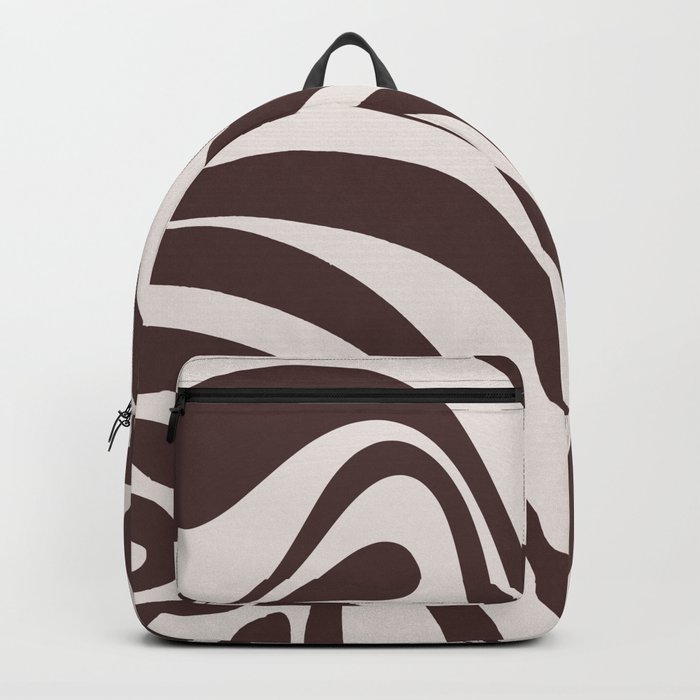 New Groove Colorful Retro Swirl Abstract Pattern in Brown Backpack