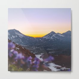 3 Sisters Sunset Metal Print | Wilderness, Longexposure, Color, Adventure, Mountain, Flowers, Oregon, Digital, Hdr, Photo 
