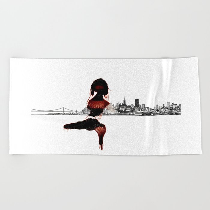 Blood Woman in The City Beach Towel