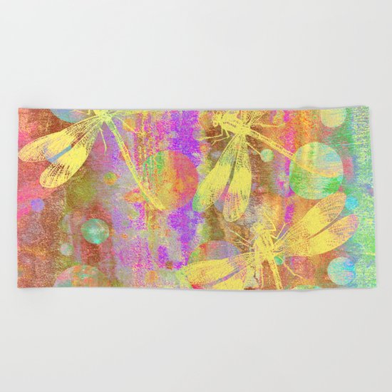 A Dragonflies and Dots Beach Towel