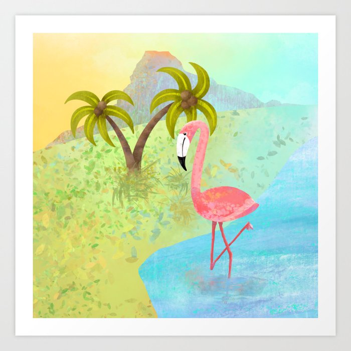 Flamingo Sunset Art Print