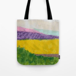 green-yellow-purple fields Tote Bag
