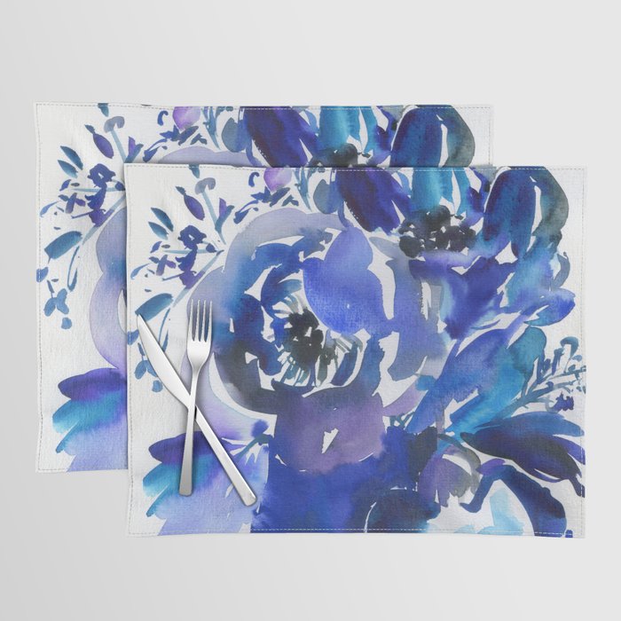 blue stillife: huge peonies Placemat