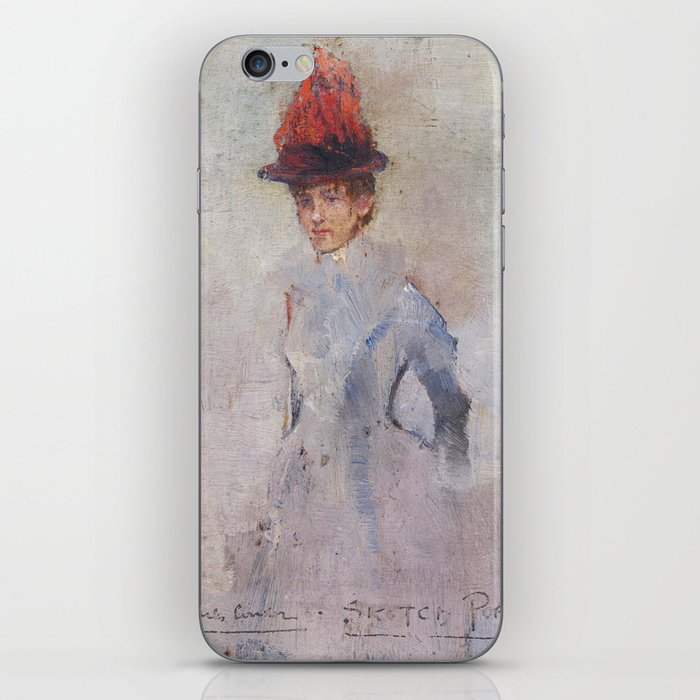 Woman in a red hat  Charles Conder iPhone Skin