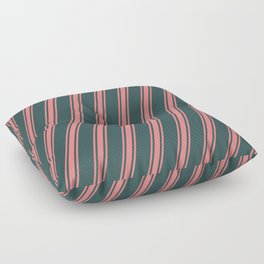 [ Thumbnail: Dark Slate Gray & Light Coral Colored Stripes Pattern Floor Pillow ]