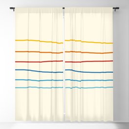 Bright Classic Abstract Minimal 70s Rainbow Retro Summer Style Stripes #1 Blackout Curtain