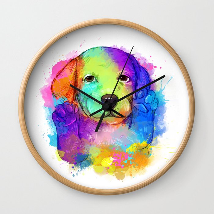 dog color lovely animal  Wall Clock