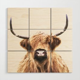 Highland Cow Portrait Wood Wall Art