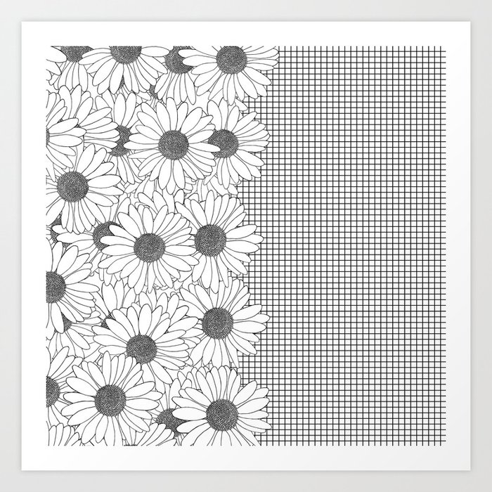 Daisy Grid on Side Art Print