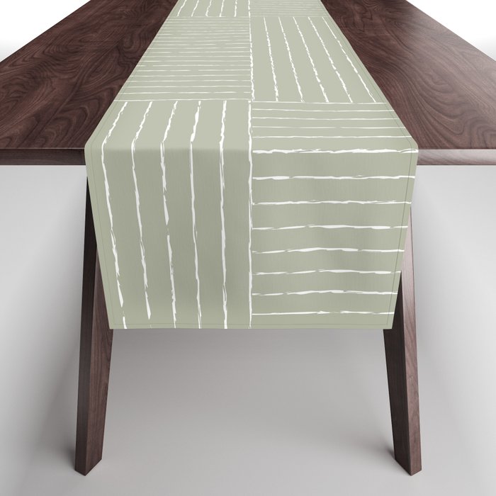 Lines III (Linen Sage) Table Runner