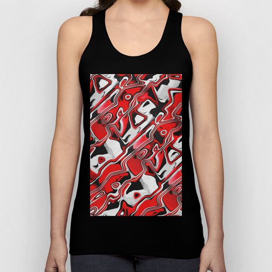 Red, White And Black Abstract Unisex Tank Top
