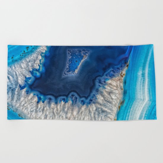 Blue agate crystal Beach Towel