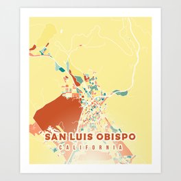 San Luis Obispo California US map Art Print | Sanluisobispo, Graphicdesign 