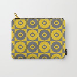 Grey Yellow Geometric Circle Repeat Pattern Carry-All Pouch