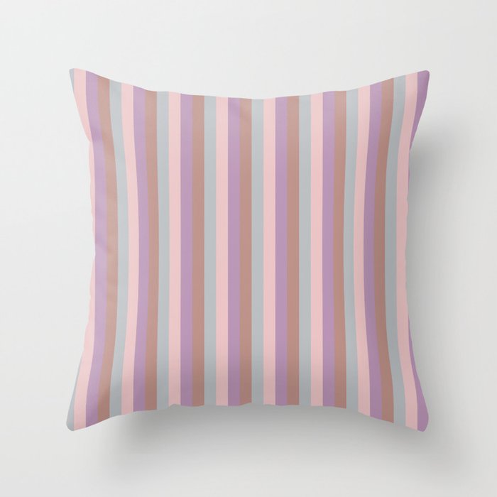 Retro Lines Magenta Red and Grey Throw Pillow