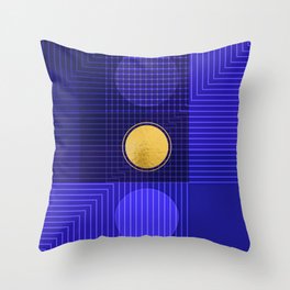 Bold Arches and Lines Moonlight Abstract Blue Throw Pillow