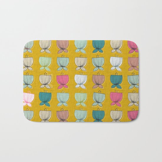 flower cups yellow Bath Mat