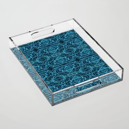 Liquid Light Series 45 ~ Blue Abstract Fractal Pattern Acrylic Tray