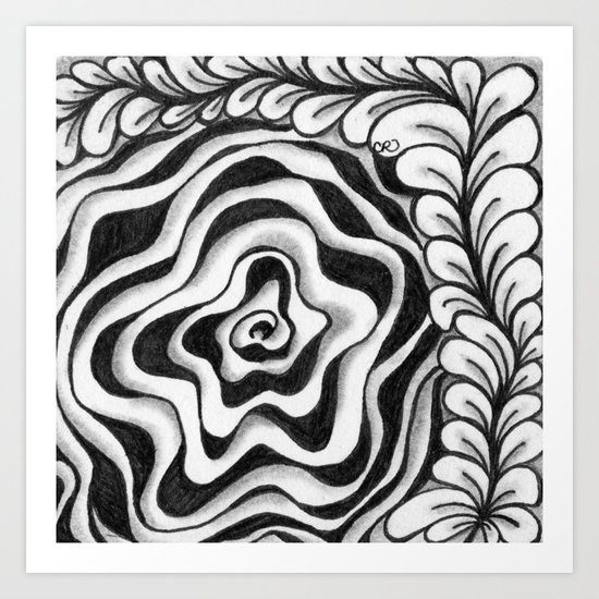 Doodled Rose & Vine Art Print