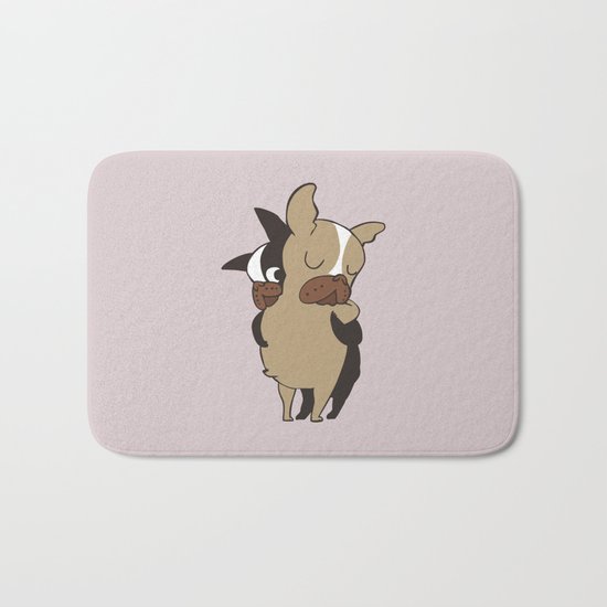 Frenchie Hugs Bath Mat